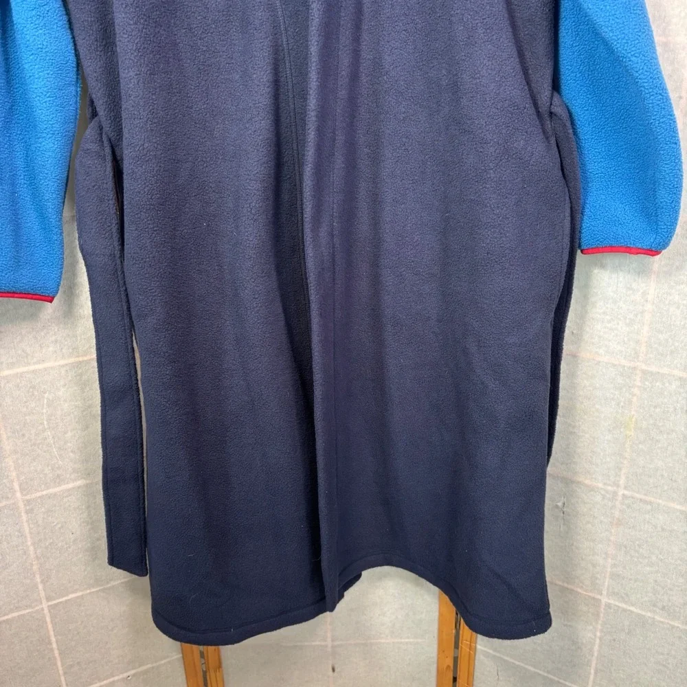 LL Bean Fleece Robe Men Large Blue Colorblock Belted Loungewear